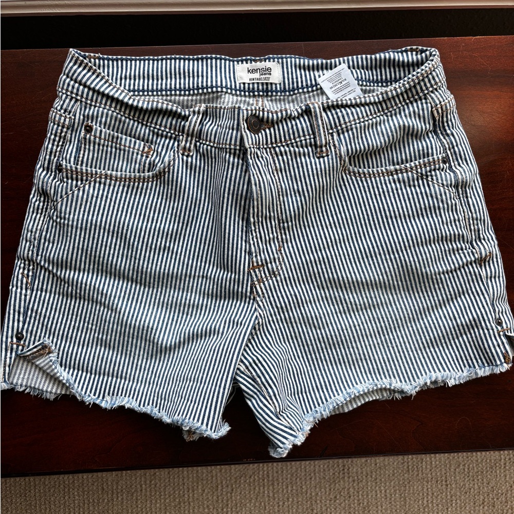 Kensie Women's Striped Jean Shorts